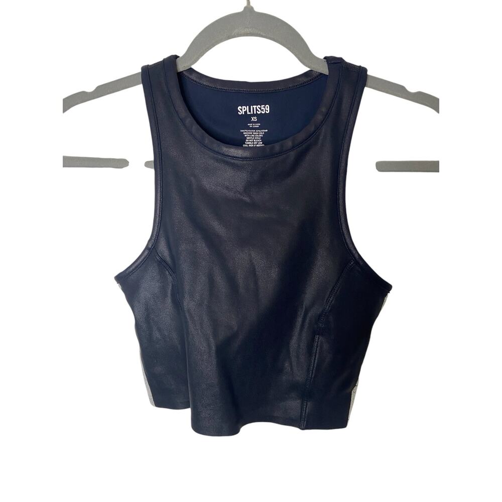 Splits59 Luxury Cropped Activewear Tank Top Faux Leather Athleisure Gorpcore XS